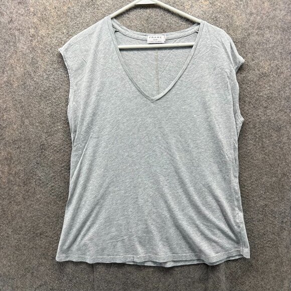 Frame Shirt Womens Small Gray V-Neck USA Lightweight Tee Top Athletic London - Picture 1 of 10